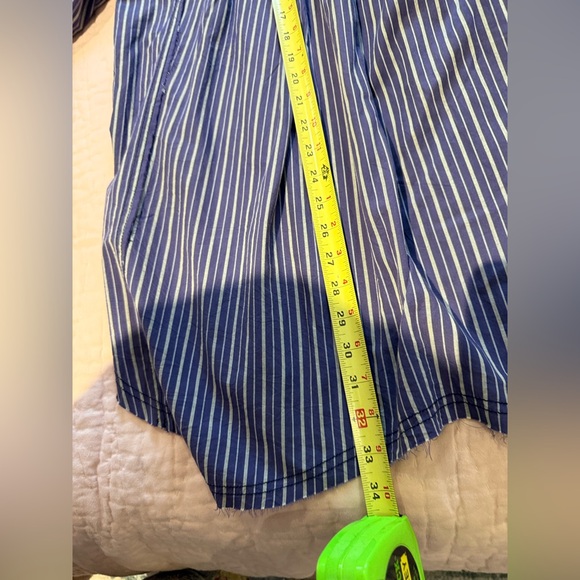 Free People We the Free Long Blue Striped Tunic Top Shirt L Collar NWT - Picture 12 of 15